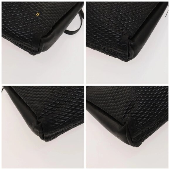 BALLY Quilted Shoulder Bag Leather Black Gold Auth - Picture 15 of 16